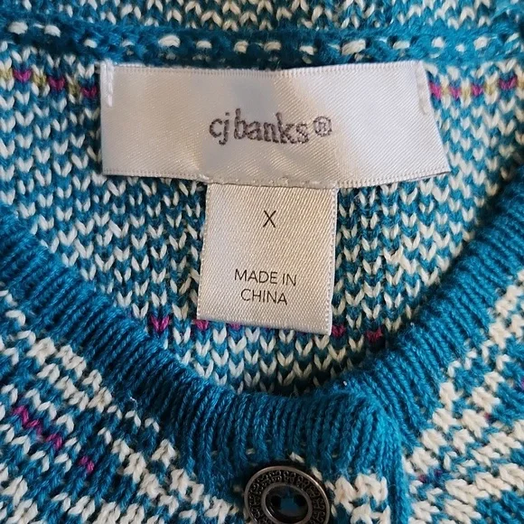 CJ BANKS fair aisle cotton knit button down sweater. Size X. - Picture 3 of 7